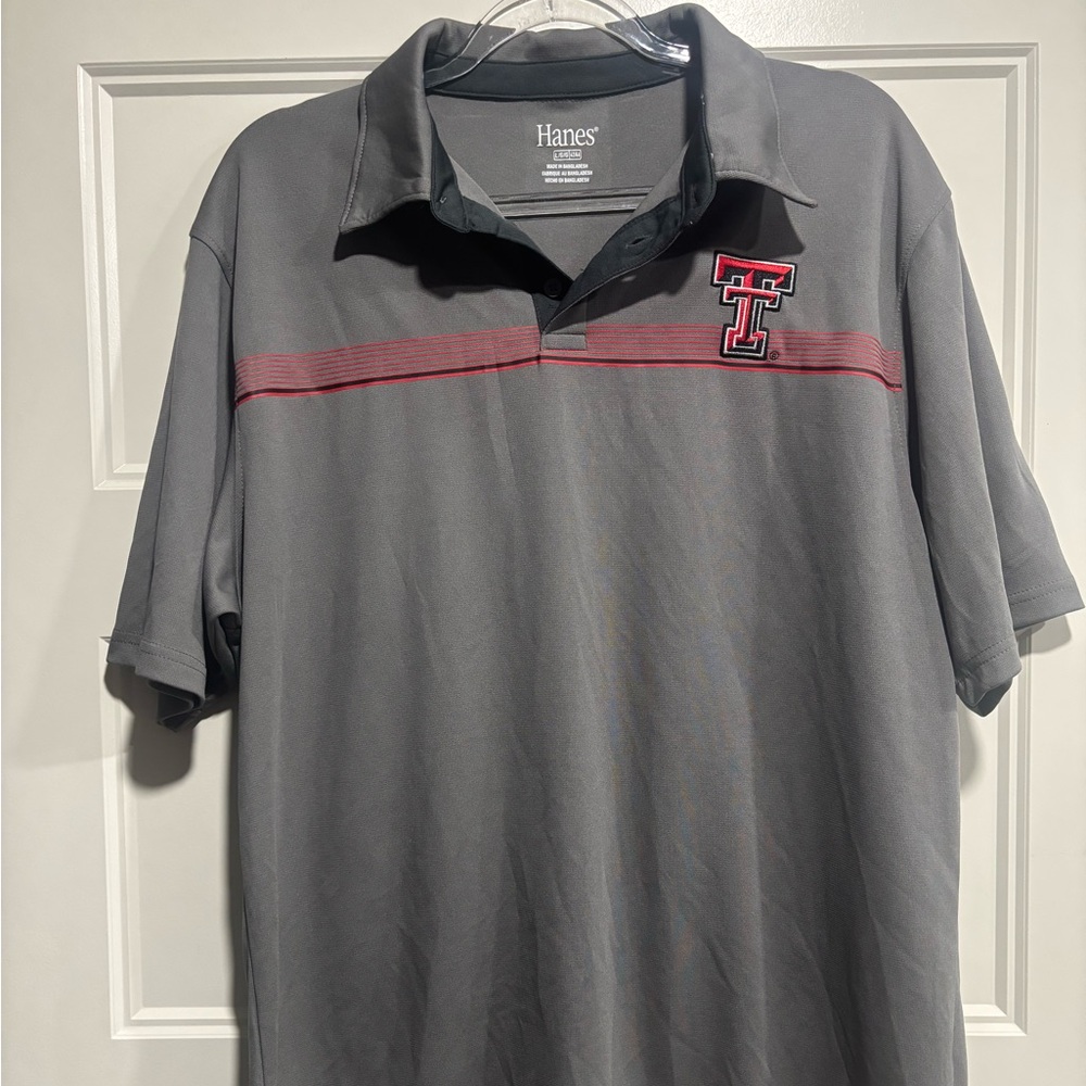 Men’s Hanes Gray and Red Texas Tech Performance Polo Shirt